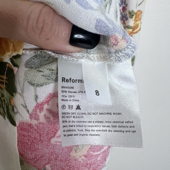 Reformation Boston Floral Midi Slip Dress Ivory Pink Yellow Size 8 Feminine - Picture 7 of 8